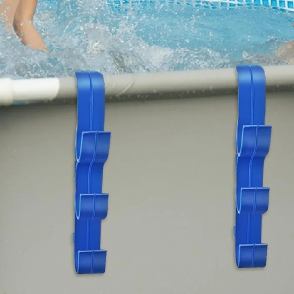 2PCS Poolside Pool Skimmer Net Holder Pool Adjustable 3-hook Pool Pole Hanging Bracket For Cleaning Tools Clothing Racks Pool