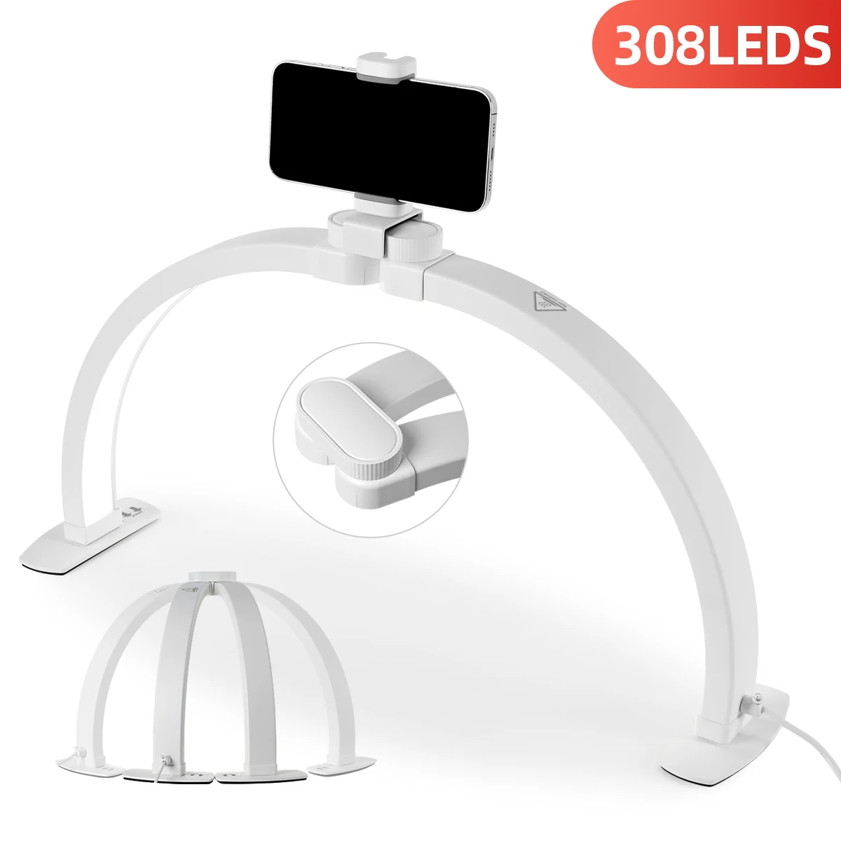 Half Moon Nail Desk Lamp 3000-6500K Folded LED Arch Manicure Desktop Light Crescent Beauty Salon Fill Lighting With Phone Clip