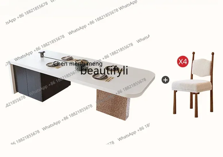 ss cn8350 ss 8350 Chinese Ancient StyleFlush Kitchen Island Dining Table Integrated Kitchen Stone Plate Medium Inverted Table We