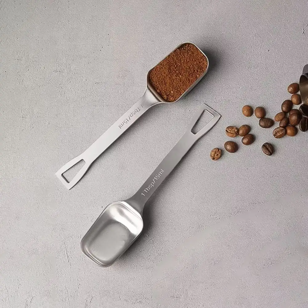 304 Stainless Steel Square Head Measuring Spoon Long Handle 15 ML Coffee Scoop With Scaled Hanging Hole Seasoning Spoon Baking