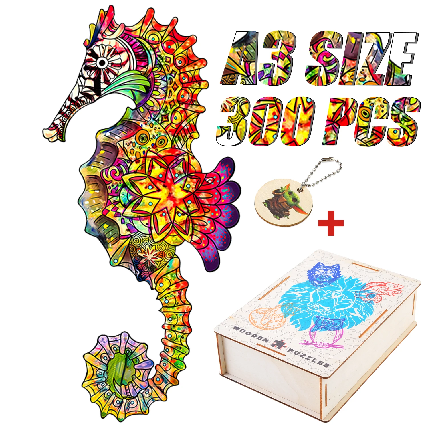 

Top Quality Wooden Animal Puzzles For Adults Kids Special Elegant Shape Hippocampus Educational Toys Popular Wooden Toy Gift