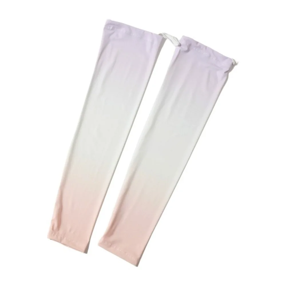

Cute Pulling Rope Ice Silk Arm Sleeves Gradient Color UV Protection Sunscreen Arm Sleeves Thin Large Cycling Arm Cover Girl