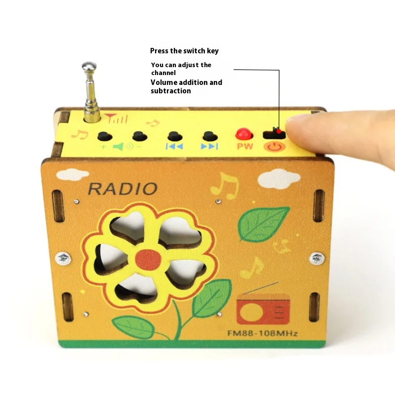 DIY FM Radio Model Decorative Toy Wooden Science Experiment Kits Science Learning Puzzles Experiment SelfMade Assembly Materials