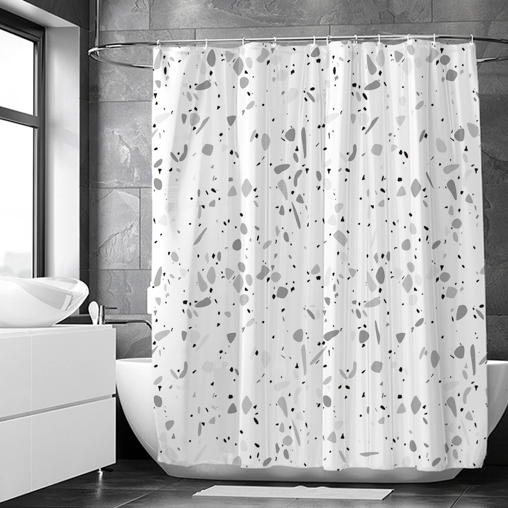 Modern Simple Mosaic Shower Curtain Waterproof Bath Curtains with 12 Hooks for Bathroom Home Decoration Polyester Fabric Screen