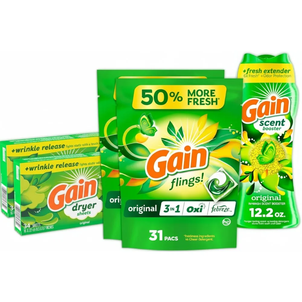 

Laundry Bundle: Detergent Pacs, Dryer Sheets & Scent Booster Beads - Freshness for 12 Weeks