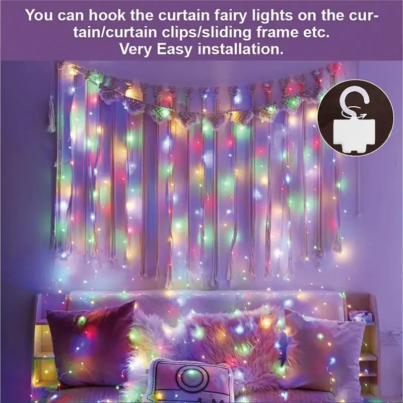 Tuya ไฟม่านแสง RGB WiFi BT RGB สีสันสดใสนำแอพควบคุมฉากหลังงานแต่งงานเทศกาลปาร์ตี้ไฟเทพนิยายตกแต่ง