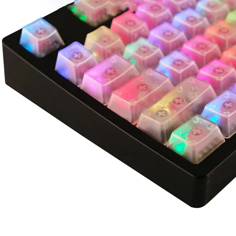 โปร่งใส ABS Keycaps คีย์บอร์ด104คีย์ OEM Non-แกะสลัก Backlight RGB ที่กำหนดเองที่ว่างเปล่าล้างหมวก Mx สวิทช์