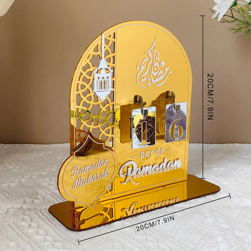 Ramadan Kalendertafel Acryl Spiegel Decoratie Ornamenten 1 Stuk Huis Tafelblad Ambachtelijke Ornamenten