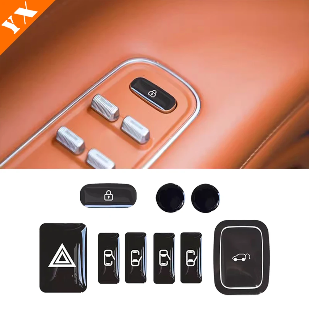 

For AITO M9 Accessories 2024 2025 Car Switch Button Protective Film For Window Lift Inner Handle Switch Double flash Tail Door
