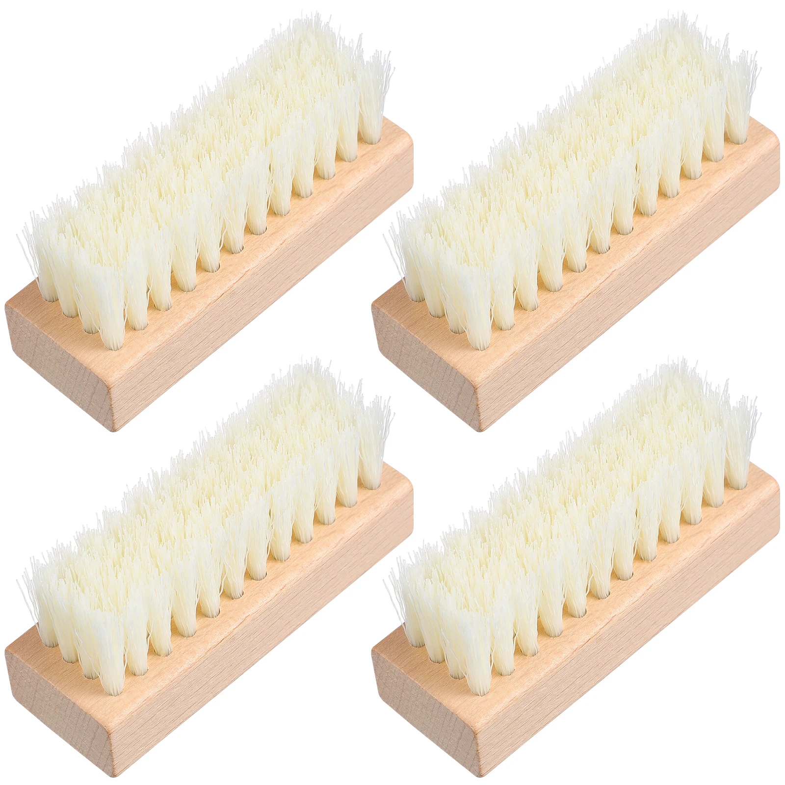 

4 Pcs Handle Plastic Wire Brush Wooden Handle for Cleaning Shoes Sneakers Boots Mud Dirt Sole Home Kitchen Household