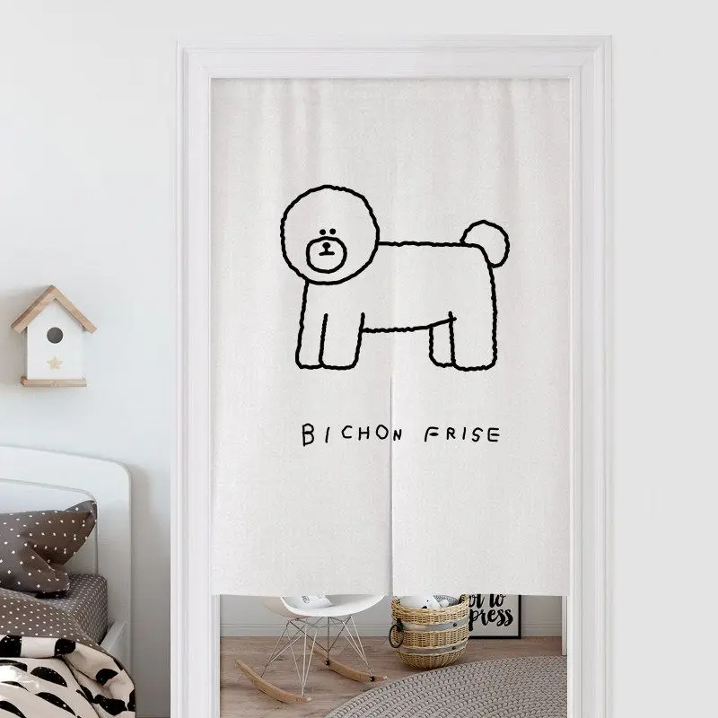 Minimalist Instagram Style Cat Door Curtain Half Door Curtain Partition Curtain Non Perforated Hanging Curtain Door Curtain