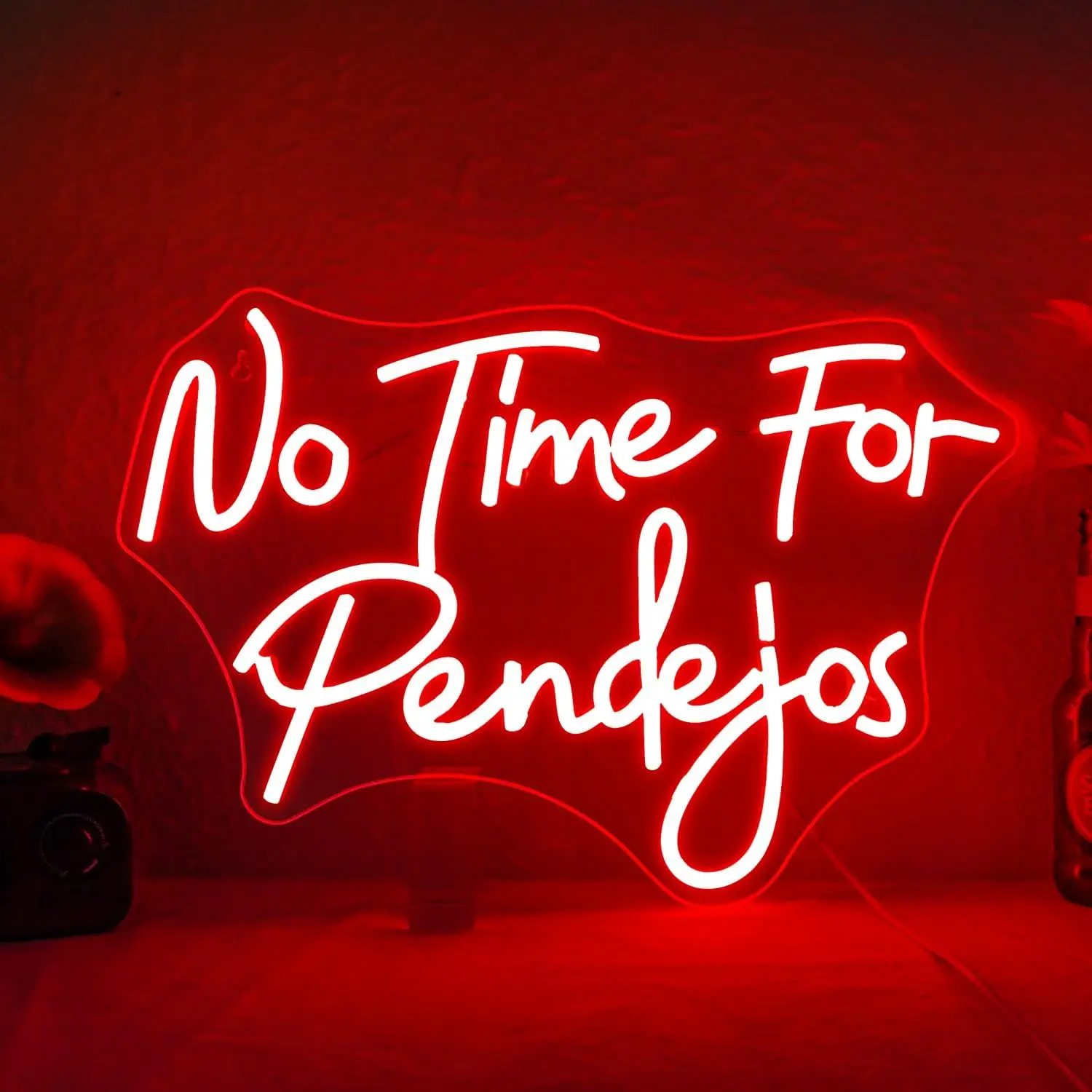 

No Time for Pendejos Neon Sign Red for Wall Decor Dimmable USB Spanish Language Neon Light Up Signs for Classroom Coffee Shop Ba