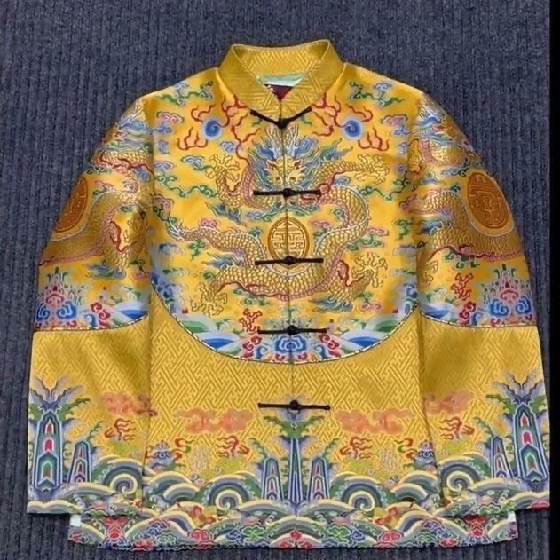 Spring 2025 New High-End Dragon Robe Summer Tang Dynasty Men's Jacket Ancient Chinese Emperor's Robe Long Sleeve Casual Wear