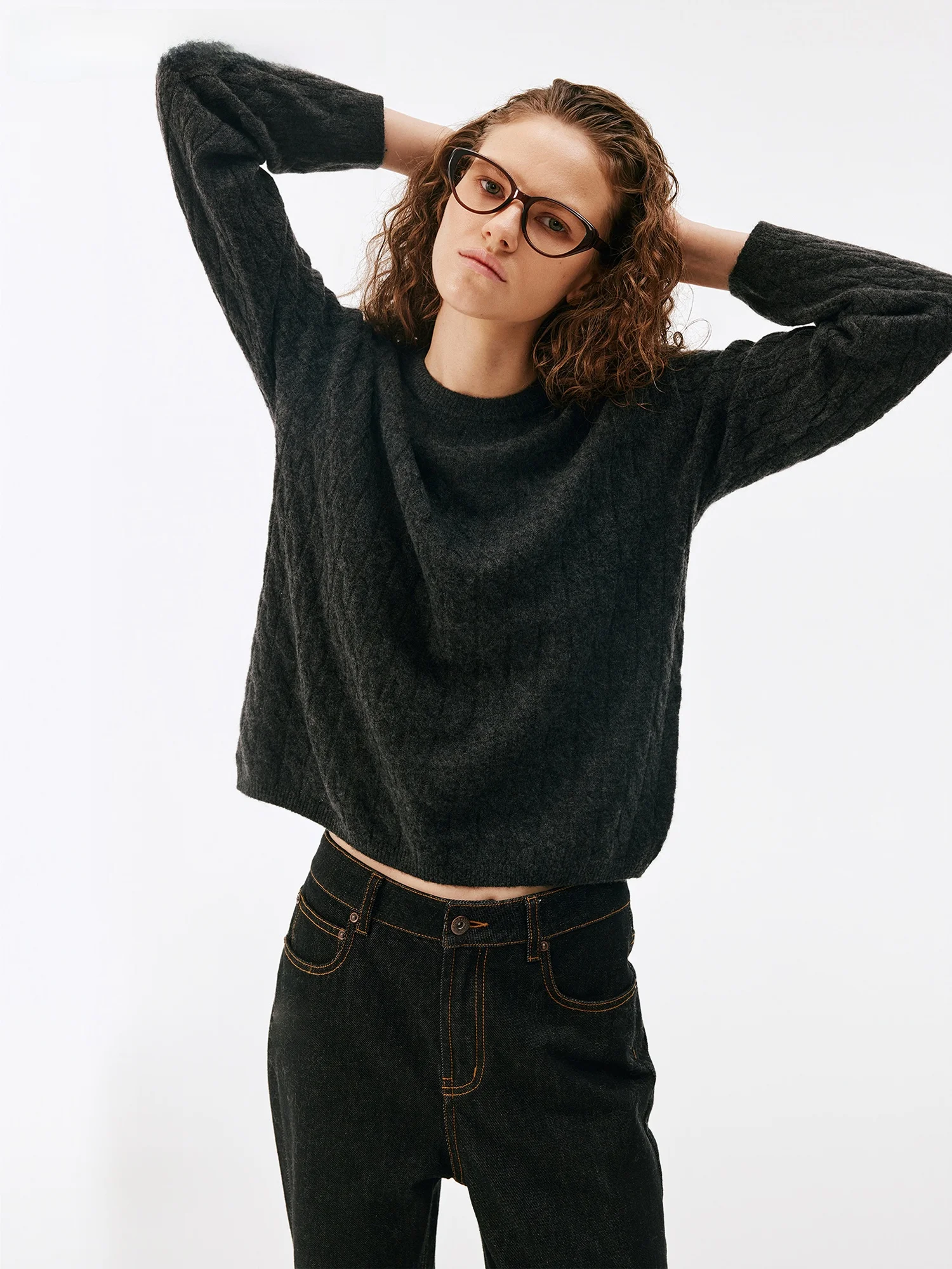 Soft Skin-Friendly Smooth Wool Knitted Sweater Loose round Neck Overhead Women's Base Shirt Inner Wear Casual Minimalist Style