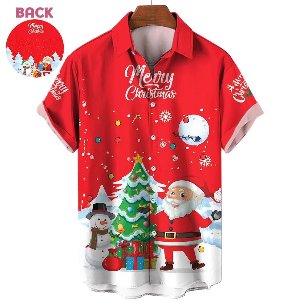 

2025 Рождественский новогодний семейный комплект, новогодняя рубашка, футболка, повседневная рождественская рубашка большого размера, топ