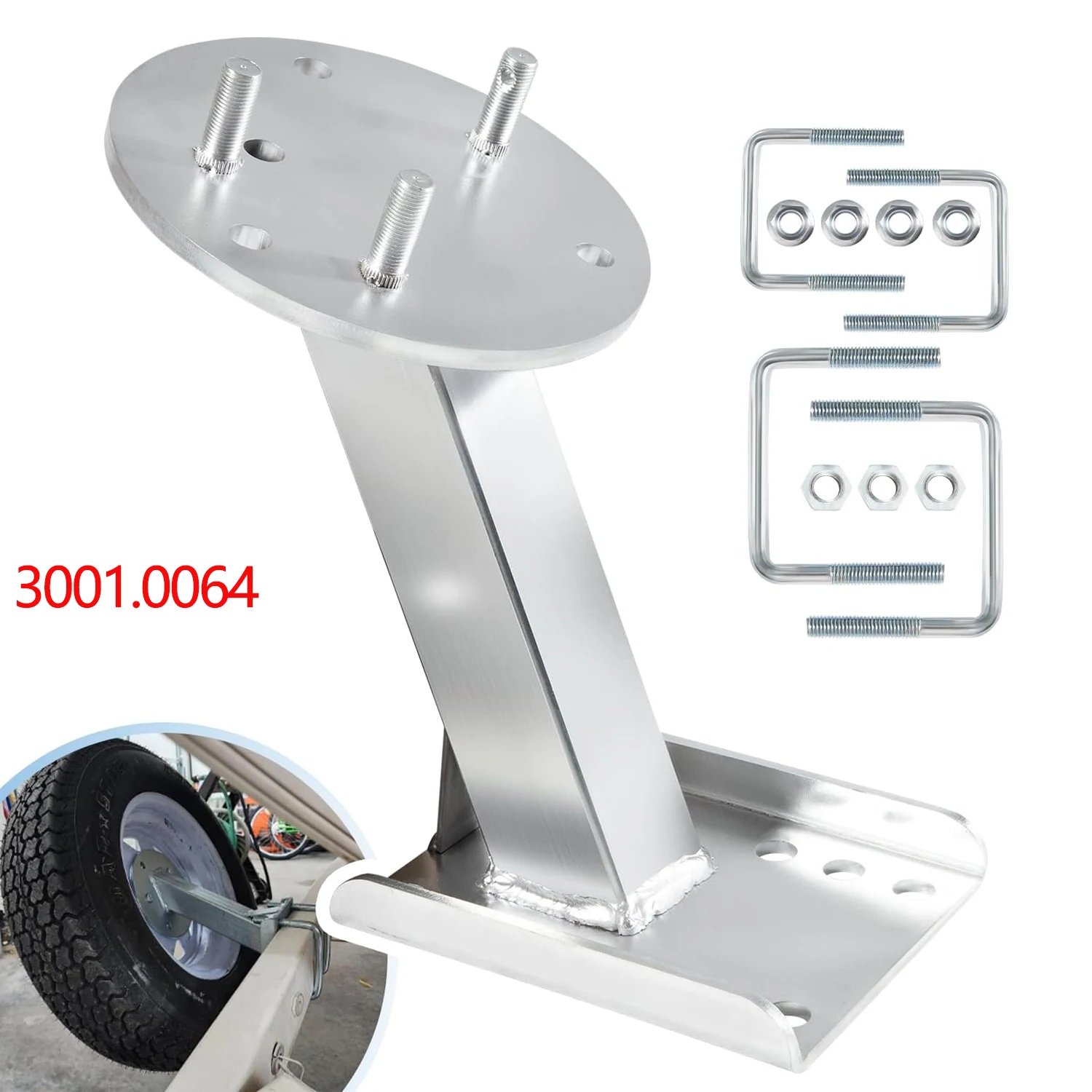 

3001.0064 High-Mount Spare Tire Carrier For Tires up to 16'' with 4, 5, or 6-Hole Bolt Patterns & 3" and 4" Trailer Frames