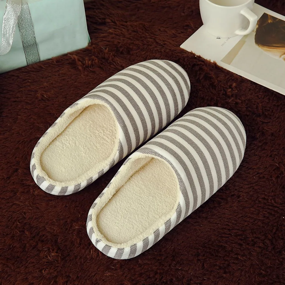 Women Warm Slipper Indoors Striped Winter Women\'s Cute slipper Womens Indoor In Autumn And Winter Anti Slip Fuzzy Slippers