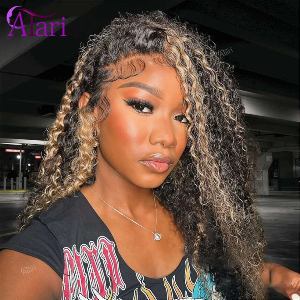 P1B 27 Highlight Jerry Curly Lace Frontal Wig Transparent 13X4 13x6 Balayage Deep Wave Wig Pre Plucked 5X5 Closure Remy Hair Wig