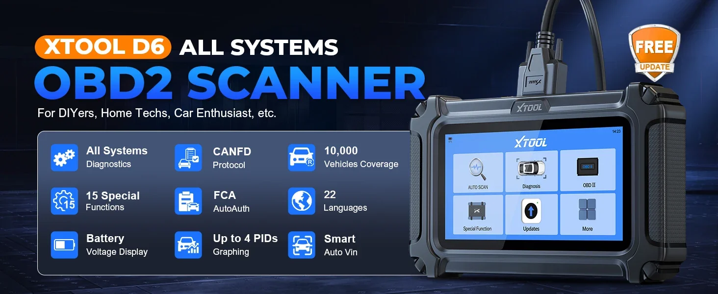 XTOOL D6 OBD2 Scanner Vollsystem-Diagnosegerät 15+ Reset-Dienste mit lebenslangen kostenlosen Updates Auto-VIN Integriertes CAN FD & FCA, Auto-Codeleser, Kfz-Scanner, OBD 2 Diagnose-Tool, 4-in-1 Live-Daten-Grafikierung, Auto-Scan, 64GB Speicher, 22 Sprachen – Detail 2