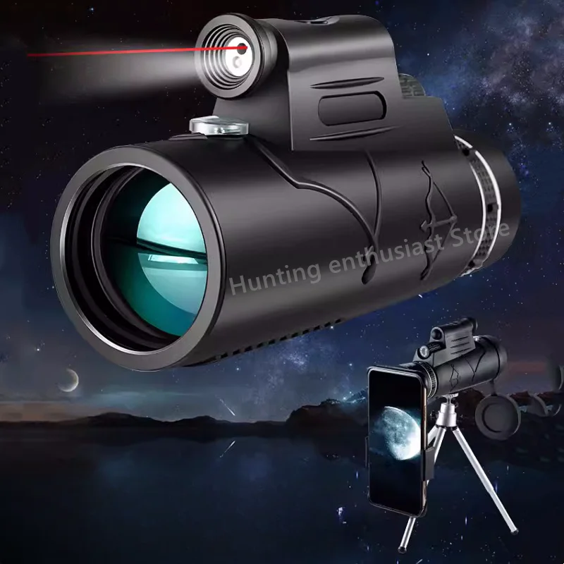 50x60 Portable Monocular Telescope with High-definition Zoom Function Powerful Monocular Telescope Phone Clip Remote Telescope