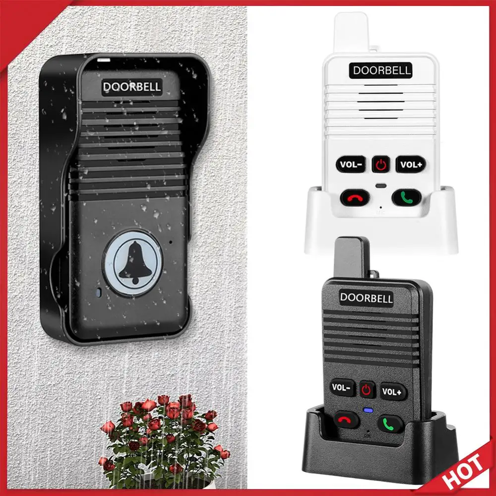 Wireless Voice Duplex Intercom Doorbell with Rechargeable Battery House Home Audio Intercom System Doorbell for Factory Office