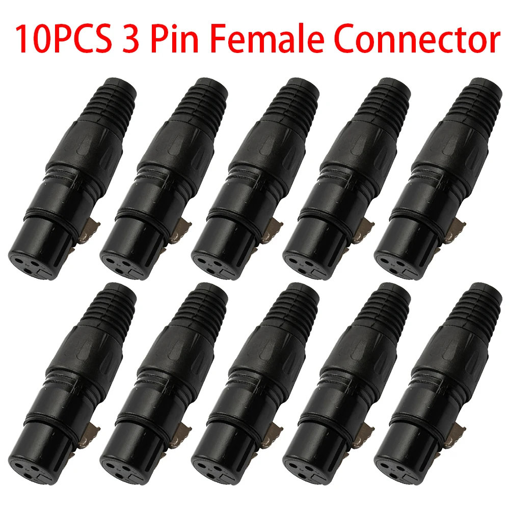 10 Pairs XLR DMX 3 Pin Microphone Audio Cable Plug Connector Male Female MIC Snake Plug Cable Connector