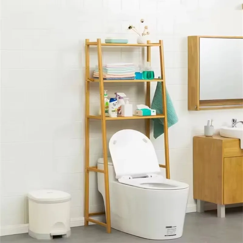 3 Tier Multifunction Bathroom Laundry Save Space Bamboo Toilet Storage Shelf Toilet Organizer Rack