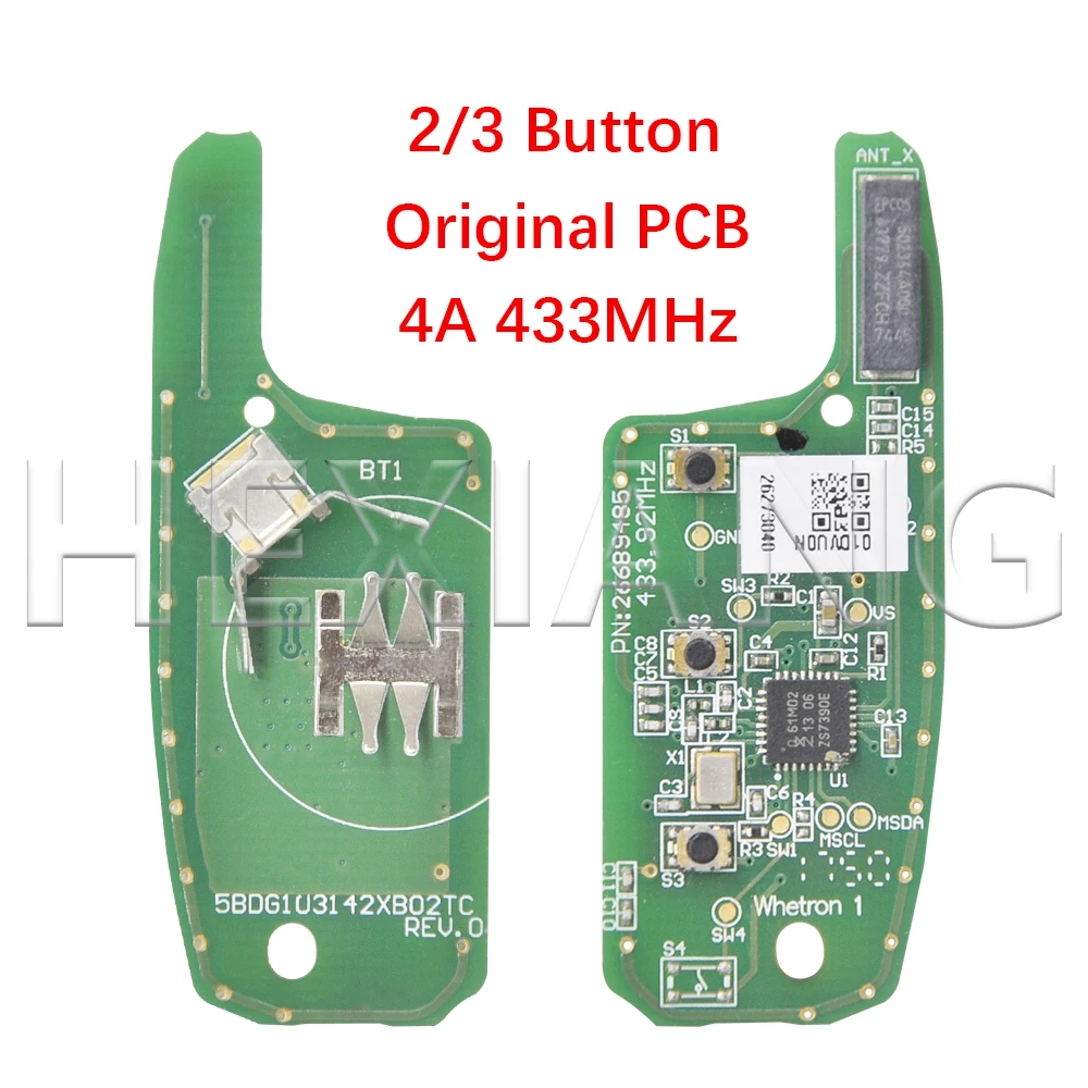 HE Car 4A Chip 433MHz 2/3 Button Original PCB Car Remote Key For Chevrolet Cruz Trax Sonic Spark Onix