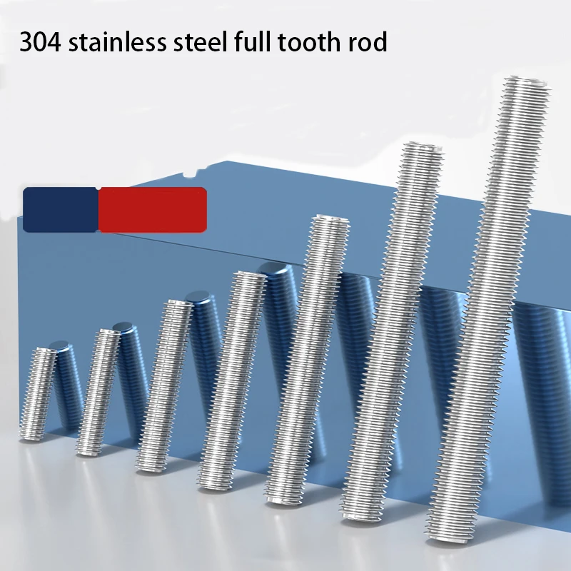 M3 M4 M5 M6 M8 M10 M12 M14 M16  304 Stainless Steel Fully Threaded Rod, Screw, Fully Metric Threaded Rod, Stud