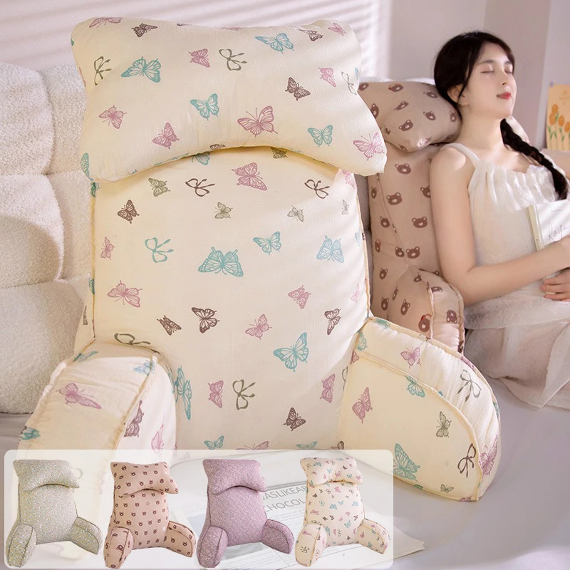 

Oversized Soft Lumbar Support Cushion-Tall Backrest for Bed, Couch, Office Seat, Comfortable Back Support with Plush Fur Pillows