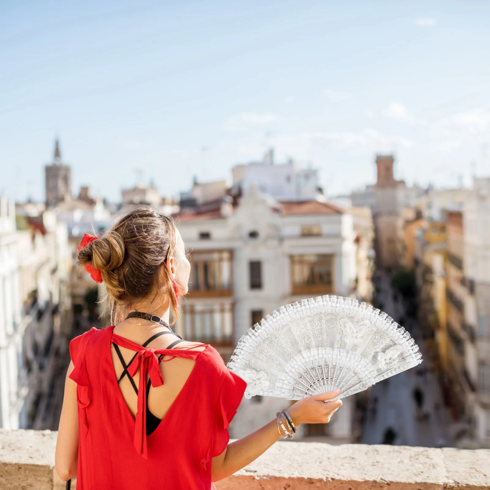 خمر الدانتيل اللؤلؤ مروحة النساء المحمولة الزخرفية حفل زفاف لصالح الرقص الدعامة المحمولة أنيقة مروحة المشجعين المحمولة