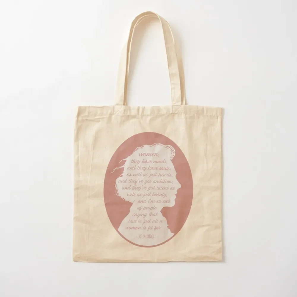 Little Women Jo March Quote Pink Tote Bag กระเป๋าขนาดใหญ่ กระเป๋านักช้อป กระเป๋านํากลับมาใช้ใหม่ กระเป๋านักช้อป กระเป๋าผู้หญิง