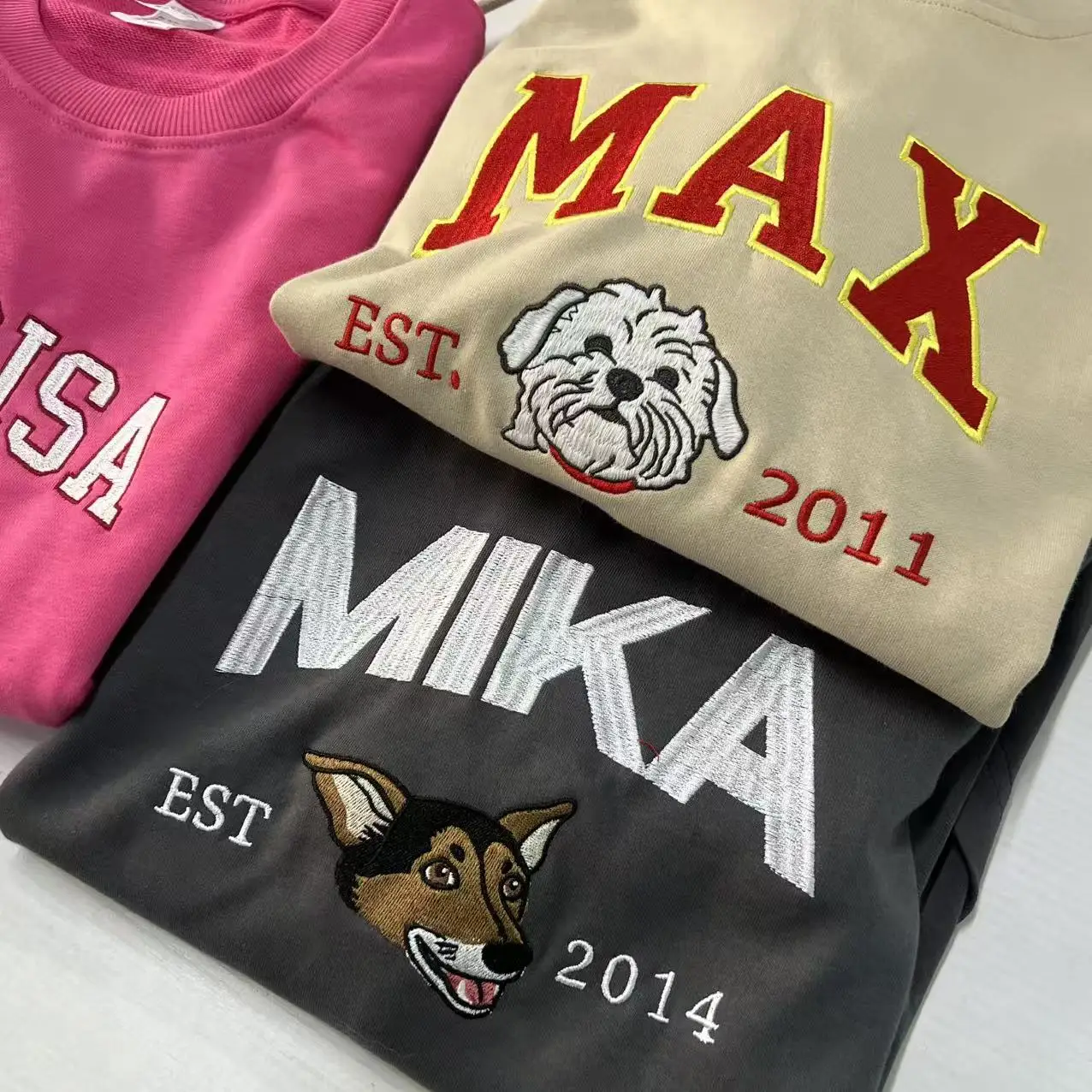 

Personalized Pet Face Sweatshirt from Your Photo Custom Dog Hoodie Embroidered Dog Name Varsity Style Hoodie Gifts for Dog Owner