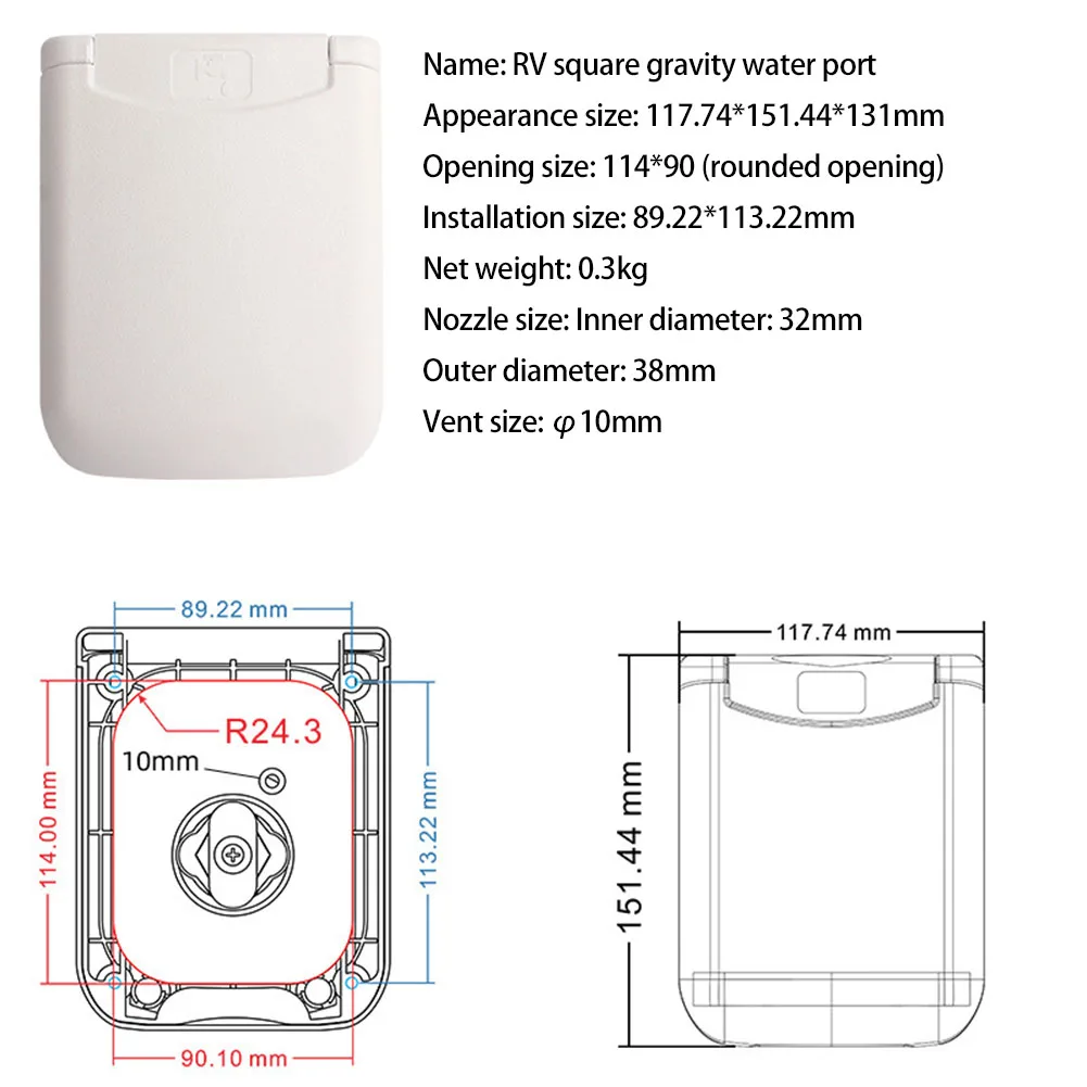 for motorhome Locking Inlet Filler Cap Fresh Water Tank Locking Inlet Filler Cap for motorhome White Lid Fitment Features