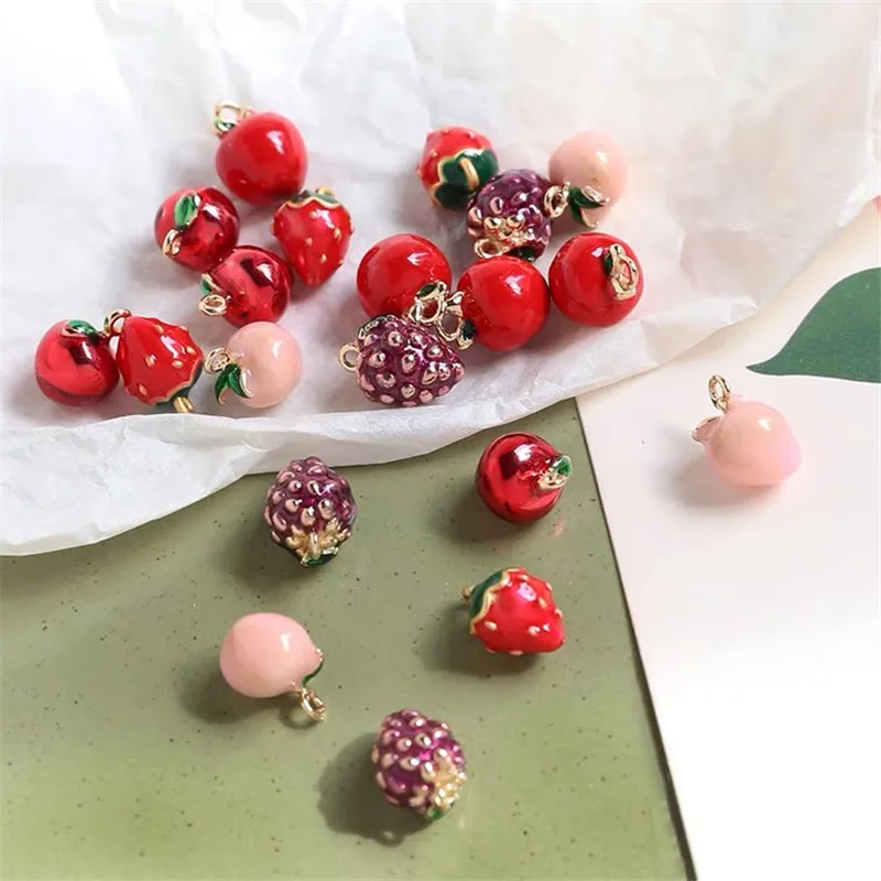 

Min order 30pcs/lot fruit style cartoon Peach Apple Grape shape Epoxy copper floating locket charm diy jewelry earring accessory