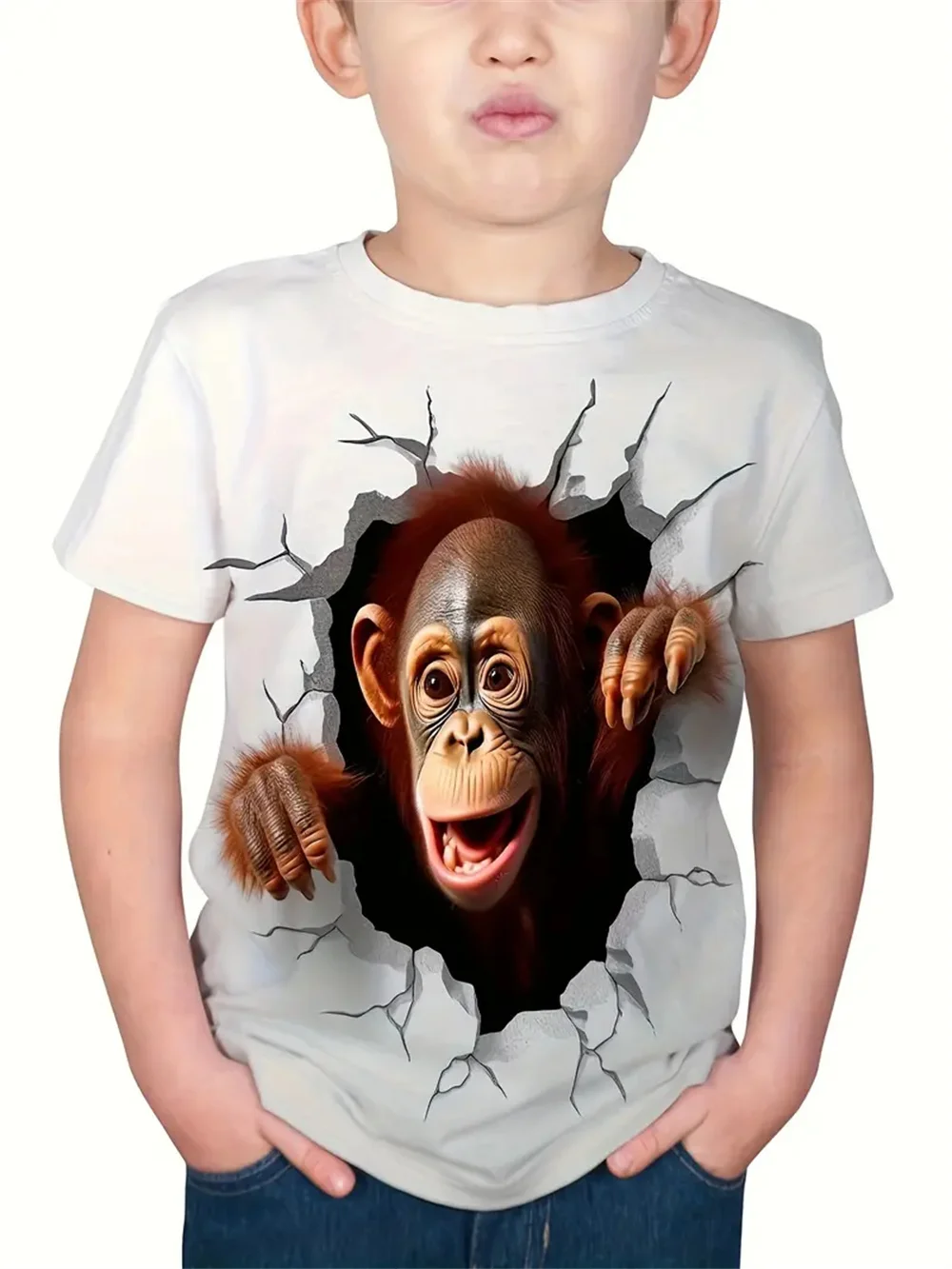 Zomer Kinderen Jongens Kleding 3d Kat Print T-Shirt Korte Mouw Kinderkleding Mode T-Shirt Voor Jongens Top T-Shirt