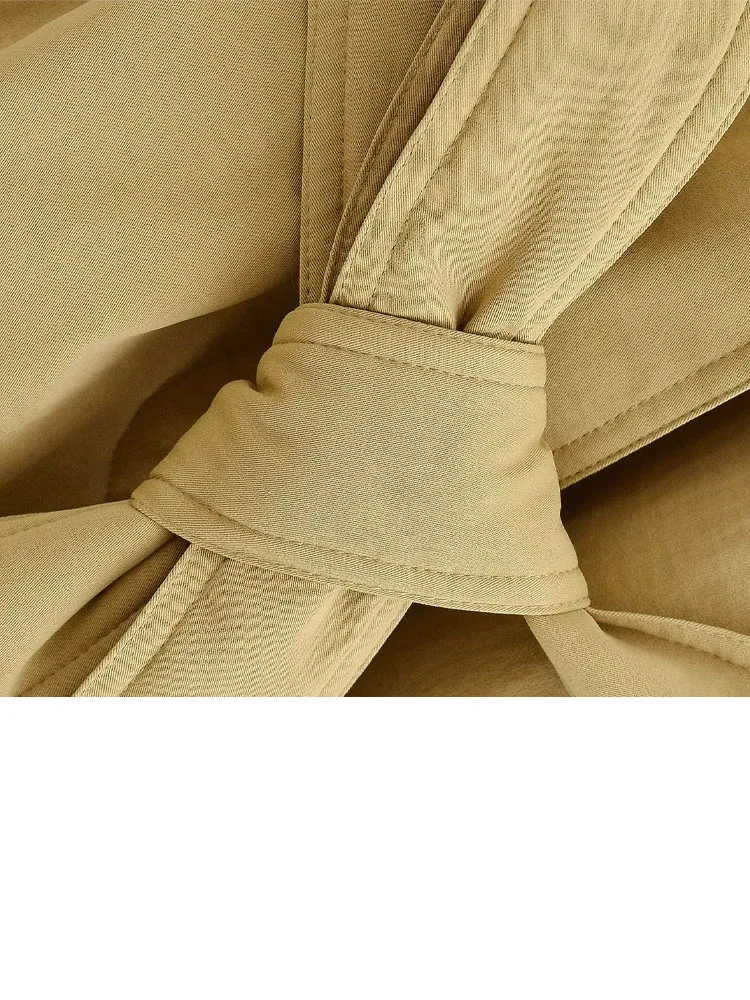 

HH Woman Winter Fashion Lapel Belt Pocket Decoration Solid Color Long Sleeves Buttons Cotton Clothes Female Commuting Jackets