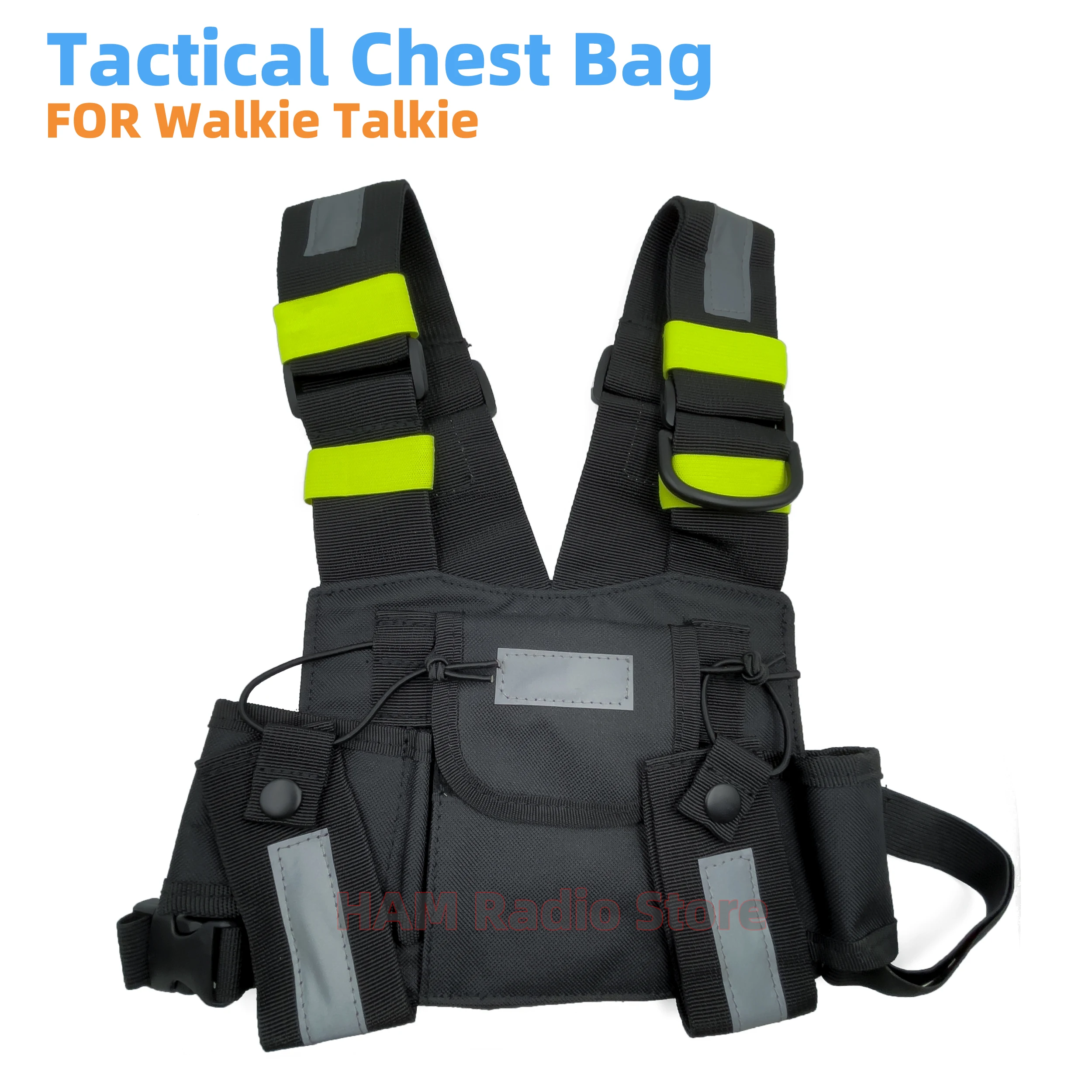 

Radio Shoulder Holster Two Way Radio Reflective Chest Harness Holder Bag Vest Rig Walkie Talkies Front Pack Pouch Case