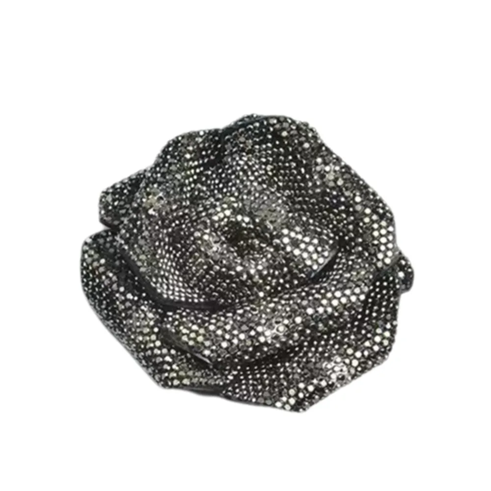 3D Rose Rhinestone Flower Patches Sparkling Embellishment Flower Brooch Fabrics DIY Craft Jewelry Accessories Sewing Supplies