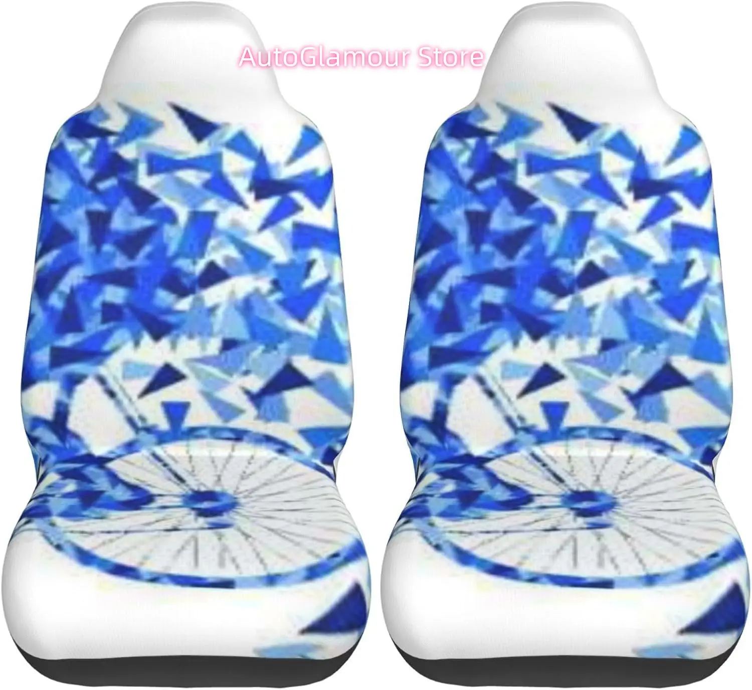 Sport Bike and Rider Vector Concept Background Universal Car Seat Covers 2-Piece Set - Stretch-to-Fit Front Seat Protectors for
