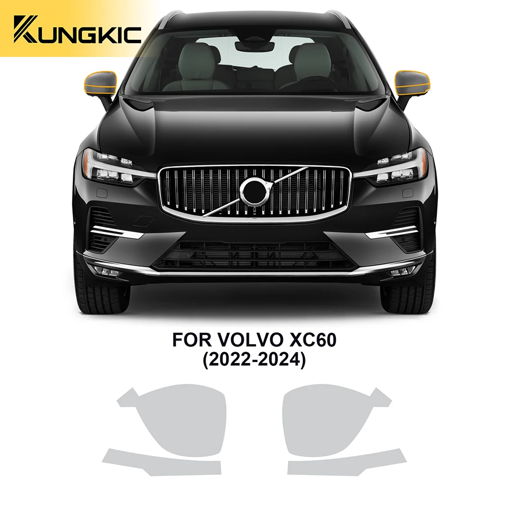 KUNGKIC Headlight Rearview Film for Volvo XC60 R Design Inscription 2022-2024 Pre Cut Clear PPF 8.5mil Paint Protection Film