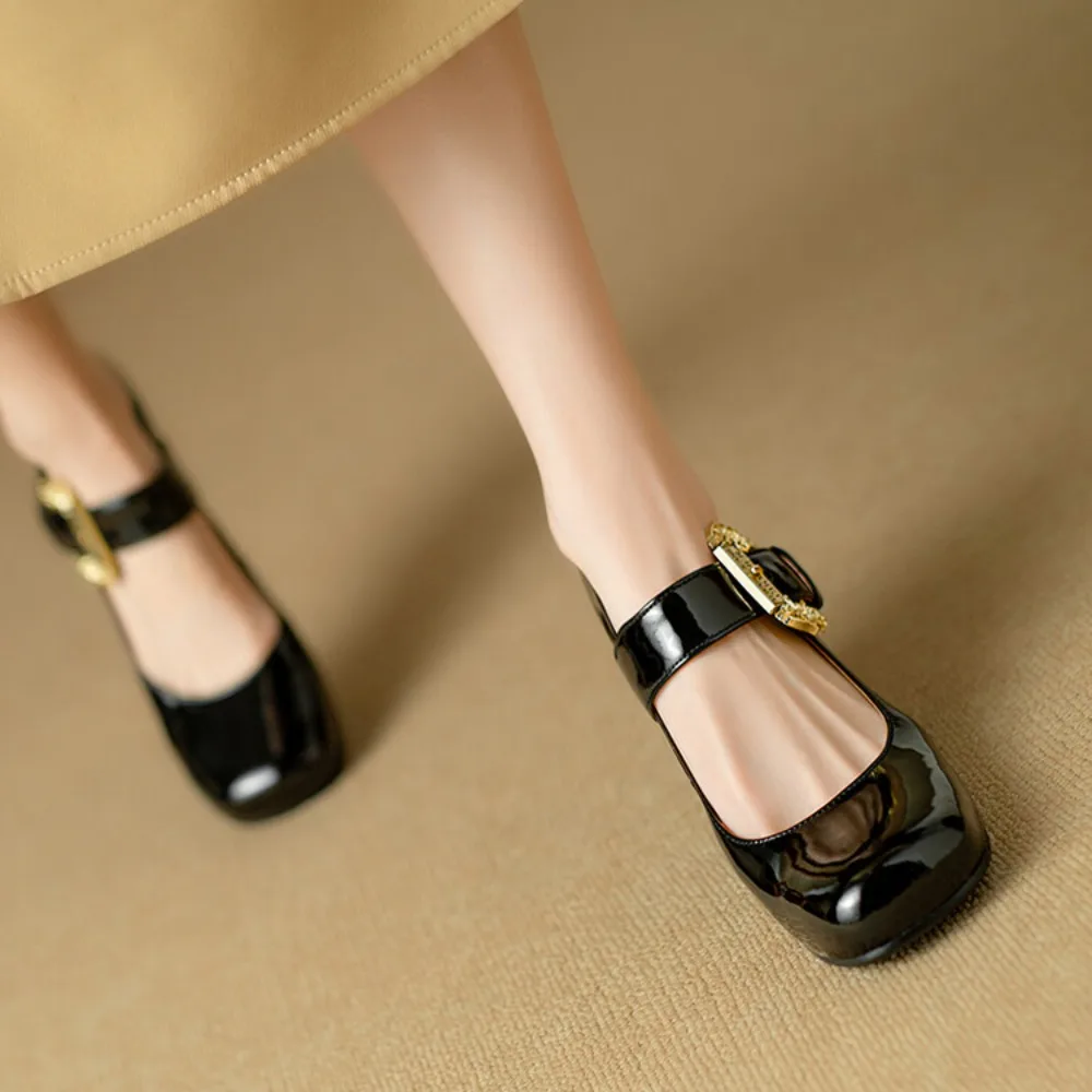 

Женские туфли на высоком каблуке из натуральной кожи, весна-лето 2026, ретро-стиль, с одним ремешком, без застежек, для офиса, комфортные