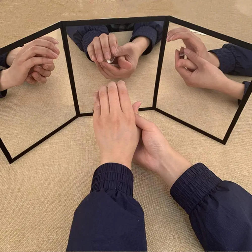 3-Way Mirror Sean Yang Practicing Mirror for Card Magic Gimmick Illusion Magic Tricks Accessory Stage Professional Magician Pad