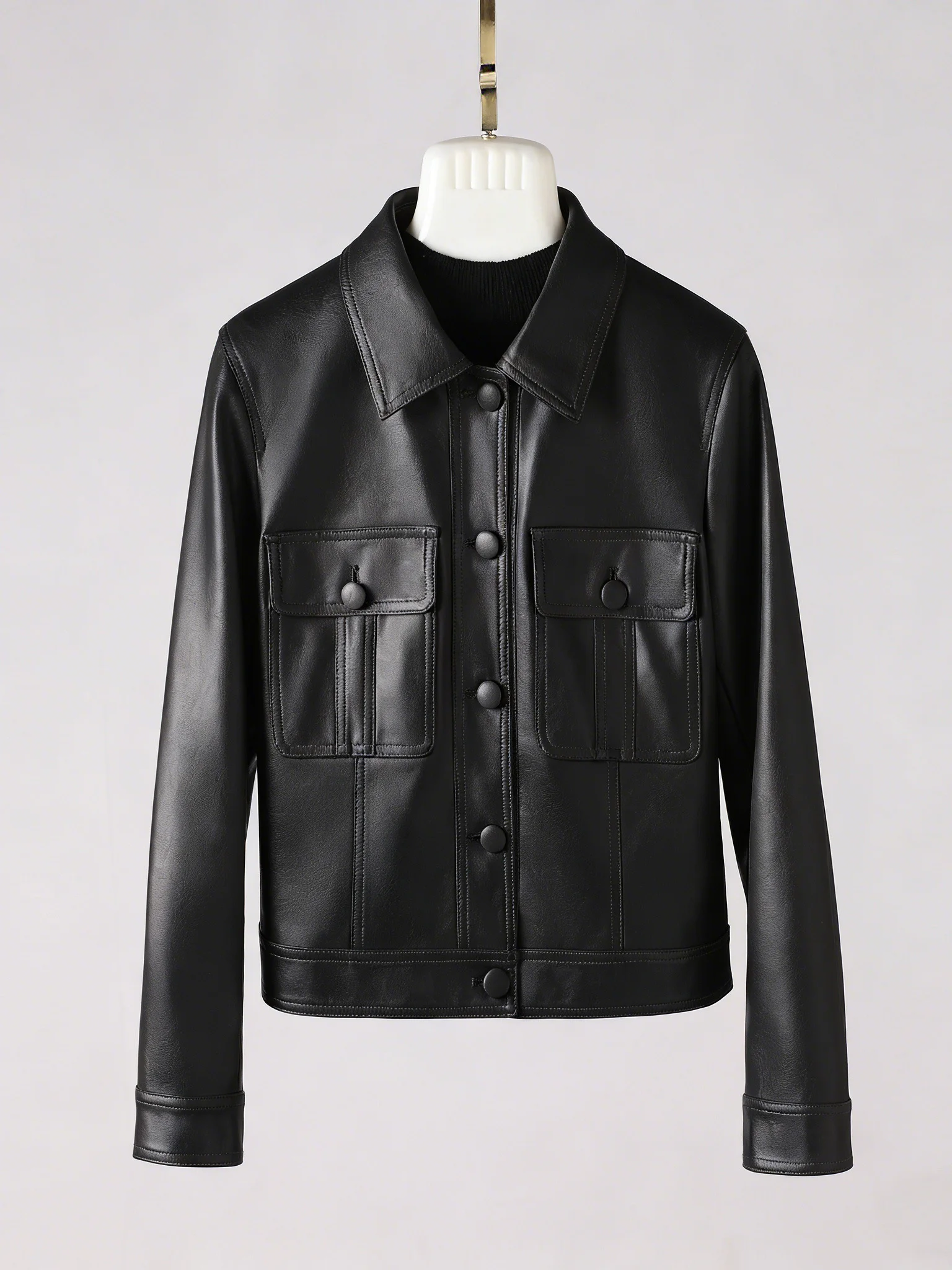 Haining Short Genuine Sheepskin Leather Jacket Women's Fashion Casual Single Button Coat Spring Autumn New Style Breathable
