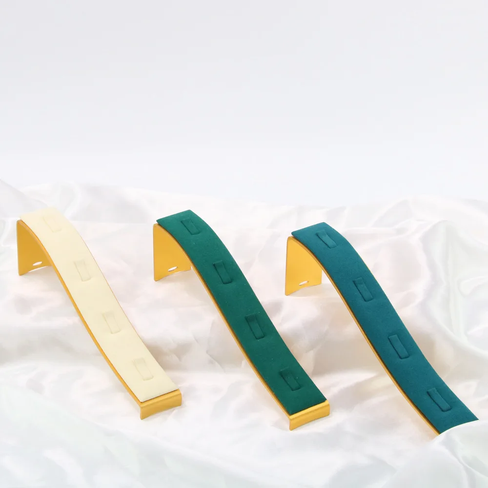 New Aluminum Alloy Beige/Green/Blue Velvet Ring Earrings Jewelry Posing Photography Decoration Display Shooting Background Props