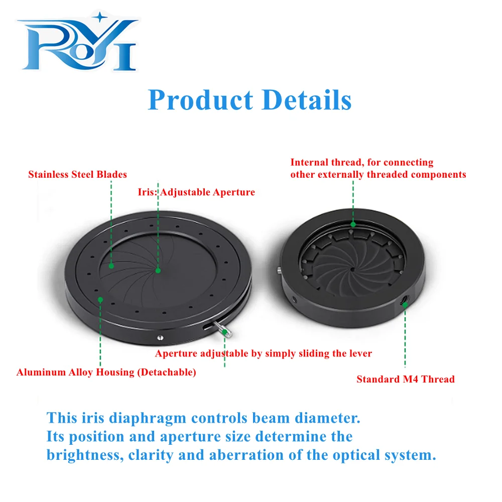 0.5-50mm Adjustable Optical Mechanical Iris Aperture Diaphragm Condensor Camera Modules Medium Diameter