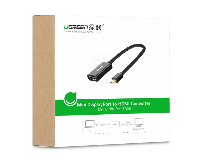 UGREEN 미니 디스플레이포트-에이디엠에이 변환 어댑터 썬더볼트 2.0 4K 미니 DP-에이디엠에이 어댑터 케이블