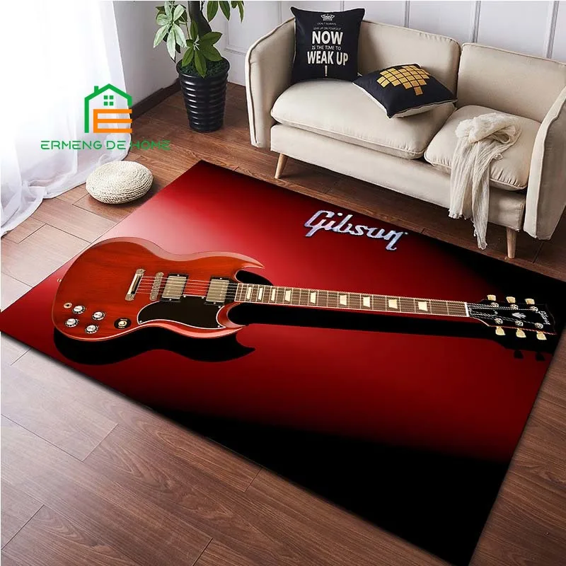 Music Guitar Pattern Carpets for Bedroom Living Room Kitchen Floor Mats Home Decor Non-Slip Floor Pad Rug 14 Sizes