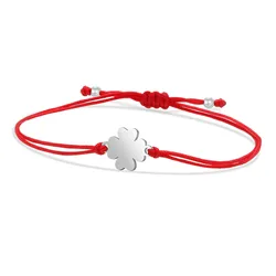 Stainless Steel Four Leaf Clover Lucky Charm Bracelet Lady Women 2022 Minimal Red String Handmade Adjustable Trendy Jewelry Gift