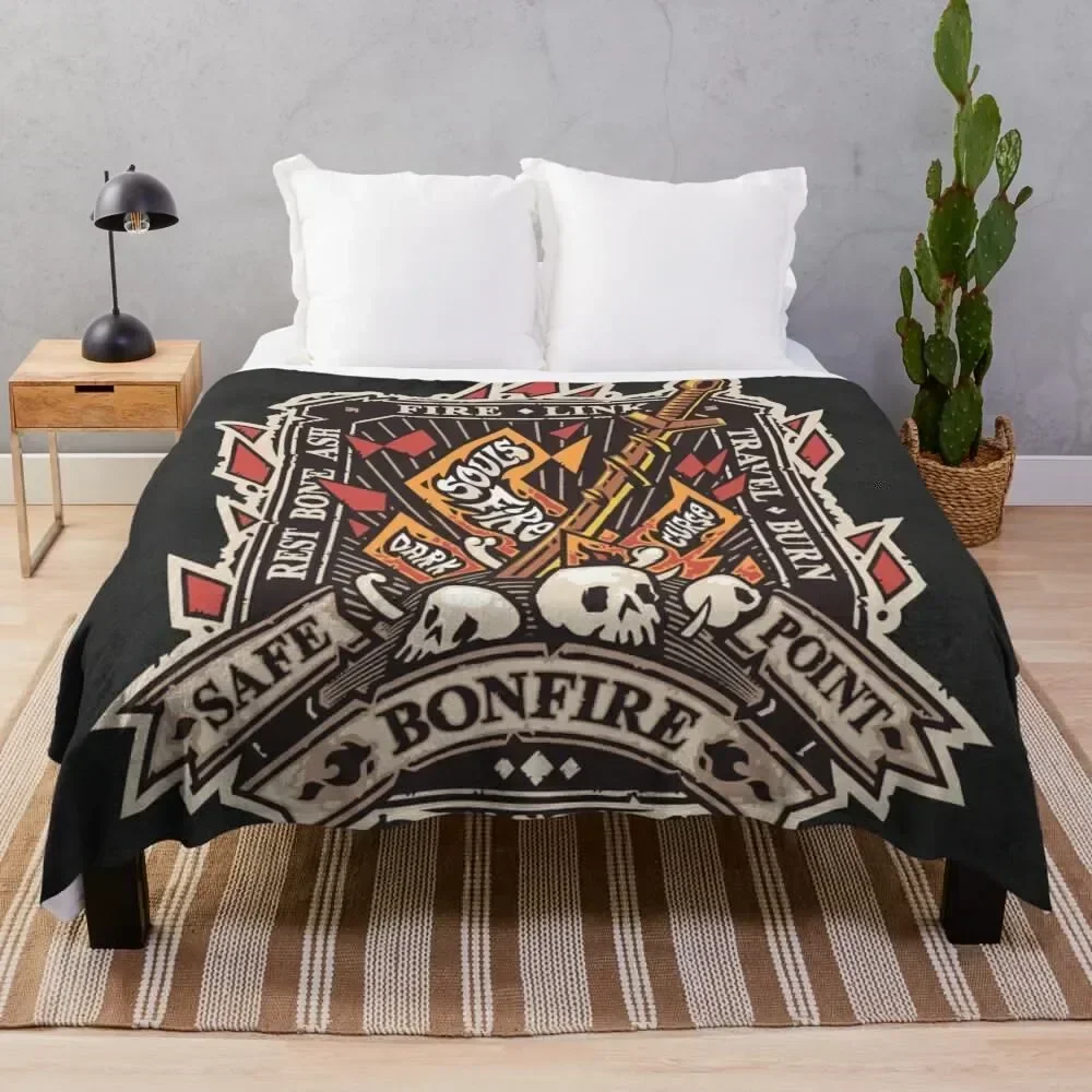 

Dark Bonfire Emblem with Curse Souls Color Throw Blanket Comforter Bed Blankets